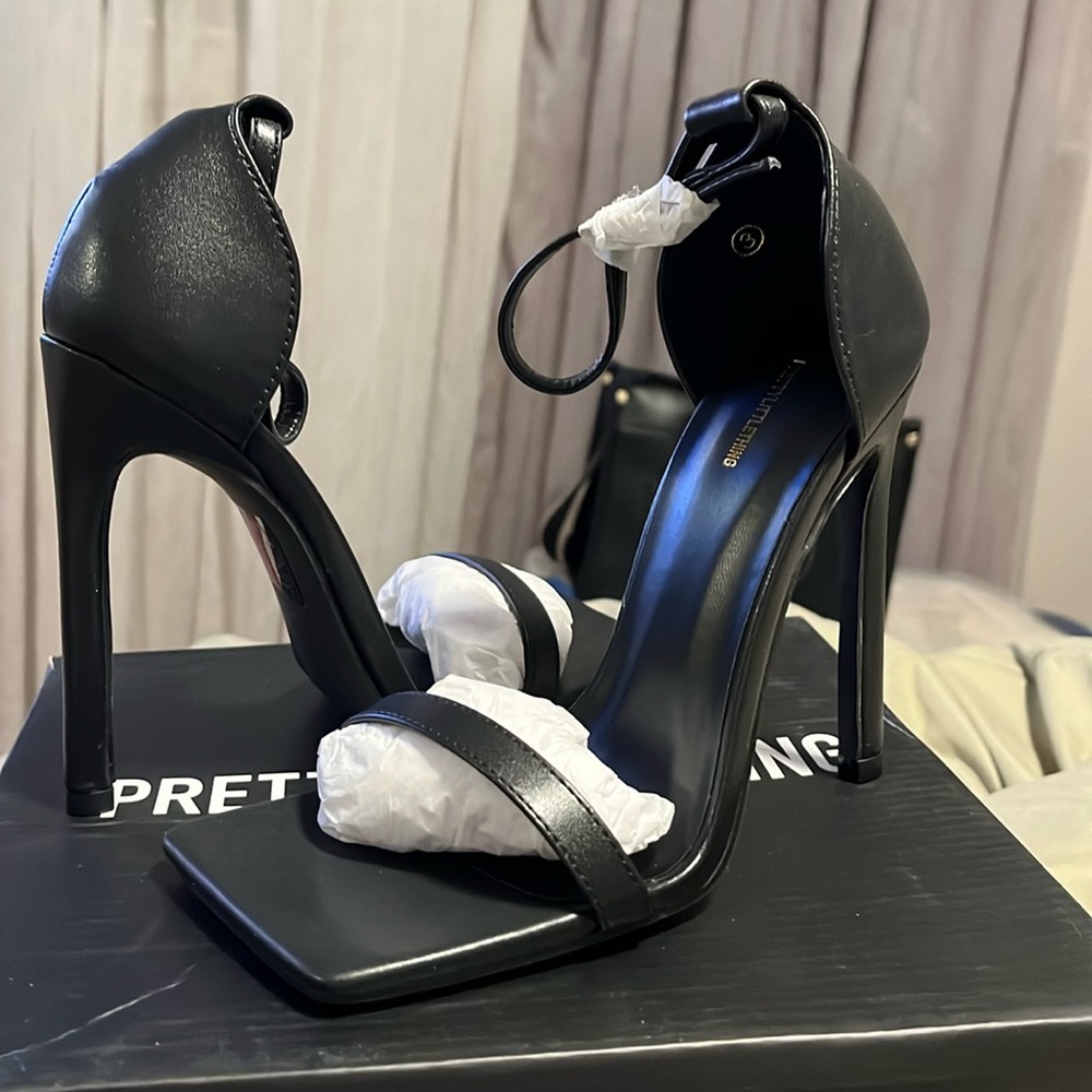 PLT 4” Black Square Toe heels